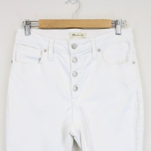 Madewell Curvy High Rise Skinny Crop Button Front Edition Pure White Size 29P - Picture 3 of 8